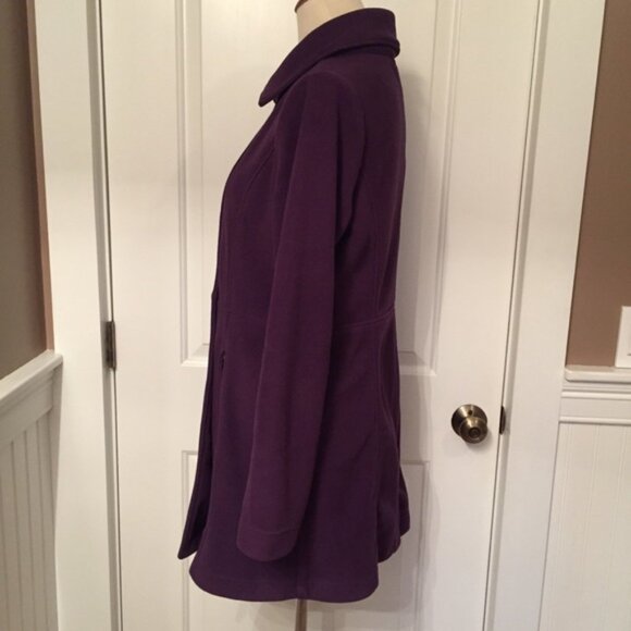 ATHLETA COAT JACKET PURPLE FLEECE SNAPS POCKETS Size M MEDIUM - Picture 4 of 8